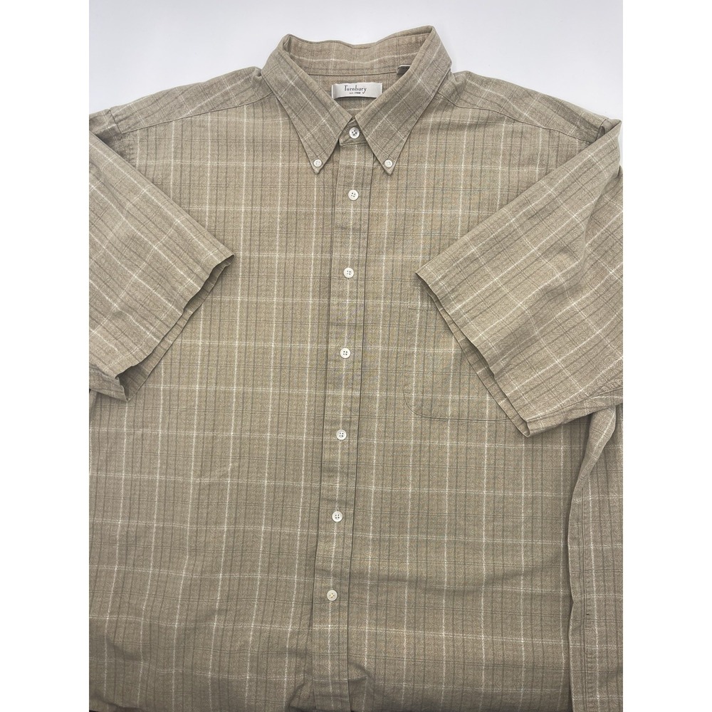 Turnbury Button Up Shirt Men's L Large Ivory Pocket Short Sleeves 100% Cotton‎